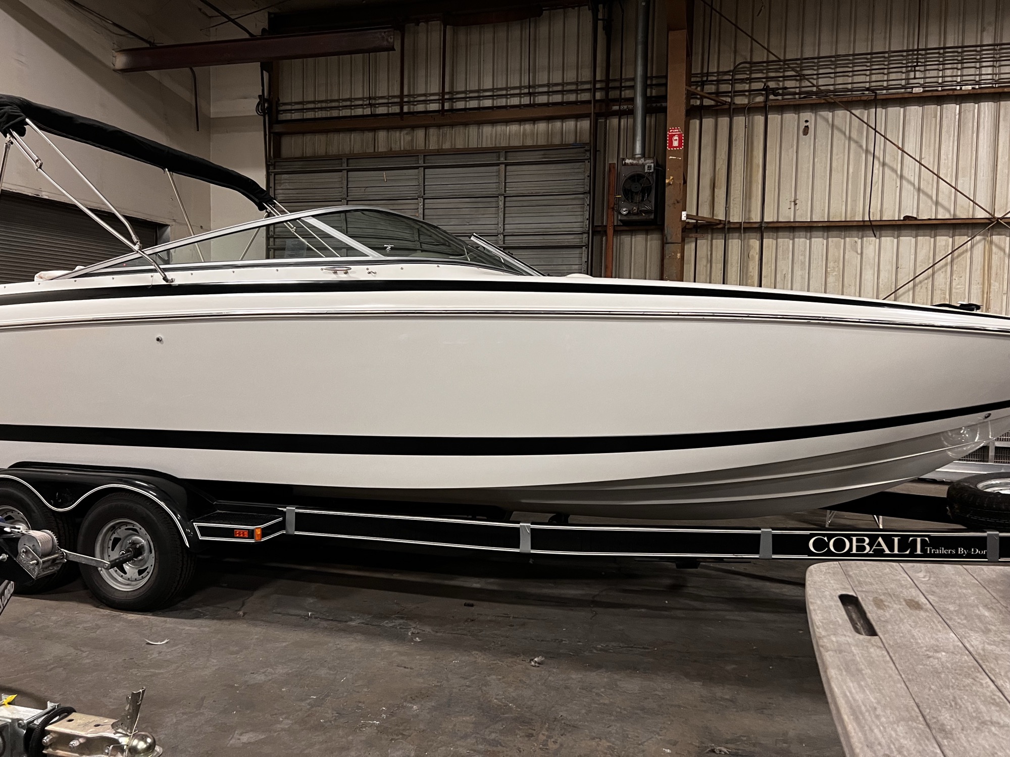 White Cobalt bowrider after buff and polish in Spokane